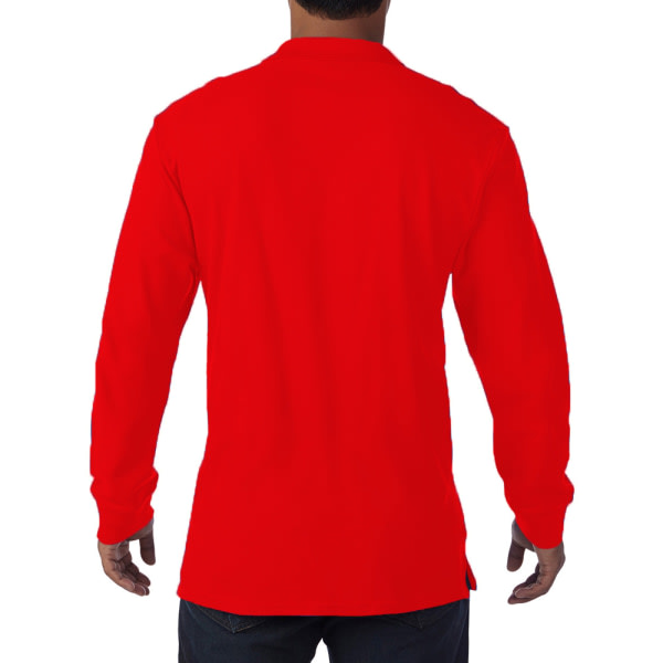Gildan Langermet dobbel piké-poloskjorte for menn S Rød Rød S