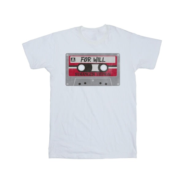 Netflix Girls Stranger Things Cassette för Will Cotton T-Shirt Vit 12-13 år