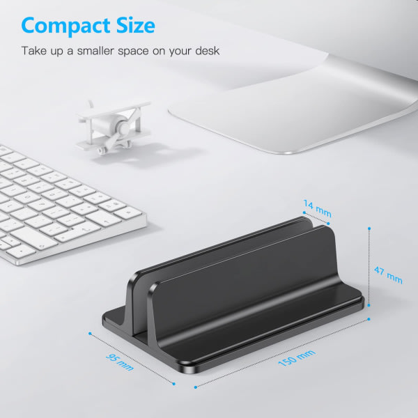 Pystysuuntainen kannettavan tietokoneen jalusta Säädettävä alumiininen MacBook-teline, musta