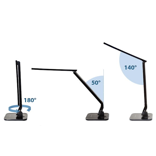 tectake Skrivebordslampe, LED, dimbar, sammenleggbar, 14W - per stykk black 1200