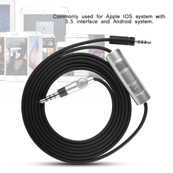 Hörlurskabel för Sennheiser Momentum Ersättningsljudsladd för Android iPhone (svart)