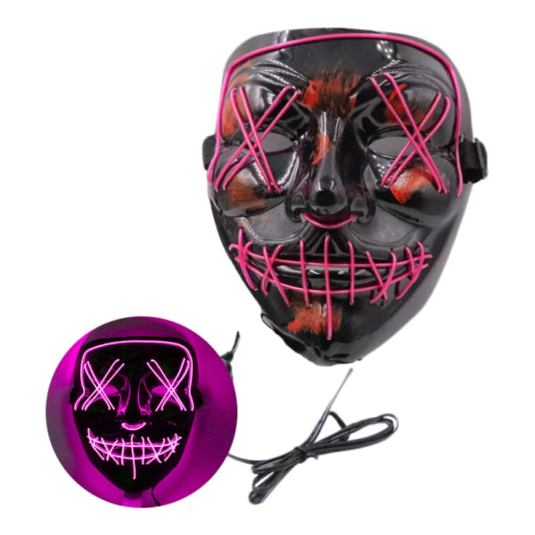 Halloween Mask Led Glow Mask El Wire Light Up The Purge Movie Costume Light Halloween Party Purple