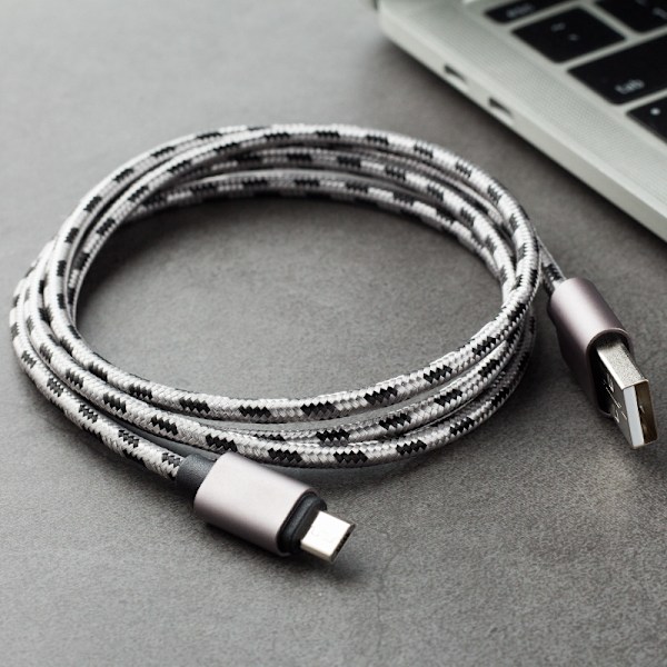 2 m flätad laddningskabel USB typ-c laddare för Samsung Galaxy -- 5-pack