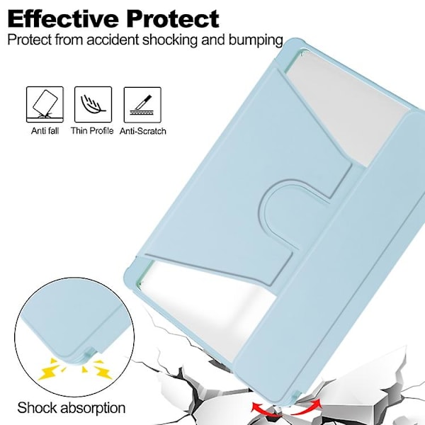 For Samsung Galaxy Tab S9 Fe+ 360 Rotation Transparent Smart Case with Keyboard Sky Blue