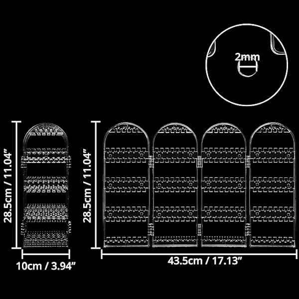 Taitettava korvakoruteline, tilaa 120 parille korvakoruille - Perfet