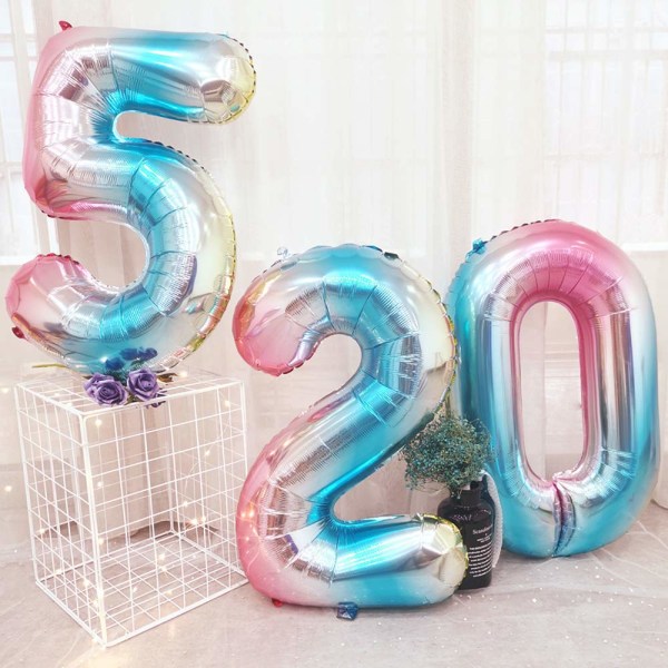 Jätteblå nummerballong, åldersheliumballlongfödelsedagsnummer