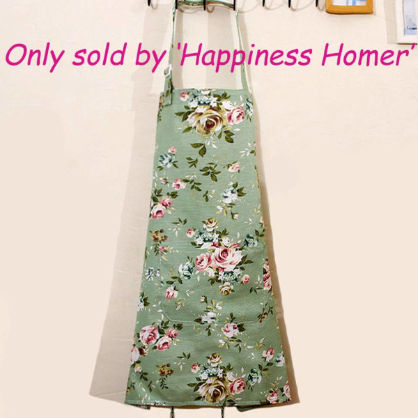 Køkkenforklæde til kvinder - 2-pak, forklæde med blomster i bomuldscanvas