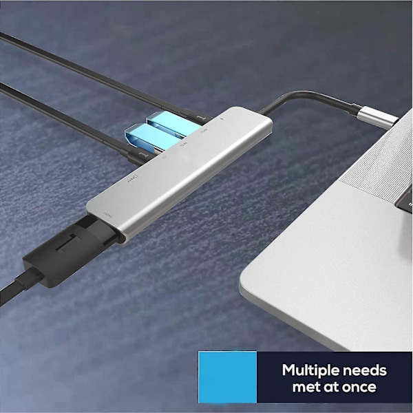 Usb C Hub -dongle, 6 in 1 Usb C - Hdmi Multiport Adapter Sd-kortinlukija