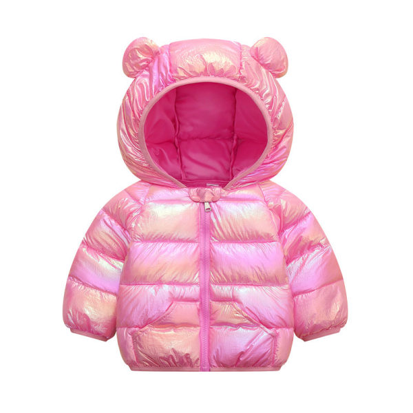 Bbay vinterdunfrakker med hætter til bjørneører Mørk Pink 120cm