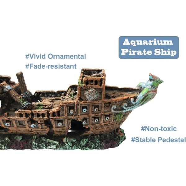 Piratskeppsvrak Fish Tank Dekoration Harts Miljövänlig fisk