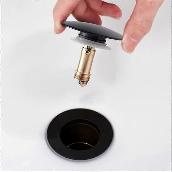 Pop Up Bottom Valve Bathroom Drain Sink Plug Push Button Click Clack 66mm Brass Matte Black M8 For Sink Bathtub Kitchen Accessories NXH Lucky_B-FF-