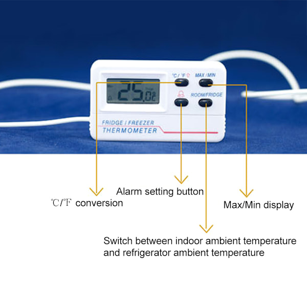 Hem Digital LCD Trådløs Kyl Termometer Sensor Frys Temperaturmätare för Akvarium Kylskåp Köksredskap