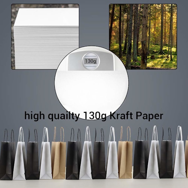 25 stk. Hvite Papirposer med Håndtak, 23×8×17