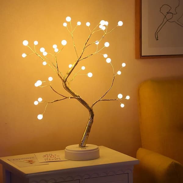 Silver Litet Träd Belysning 108 LED USB eller Batteri Flexibla Grenar B