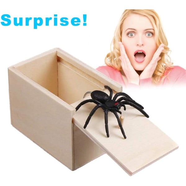 1 st Wooden Mischief Spider Skrämma Box Box Skämt kom till liv Rolig överraskning parodileksak