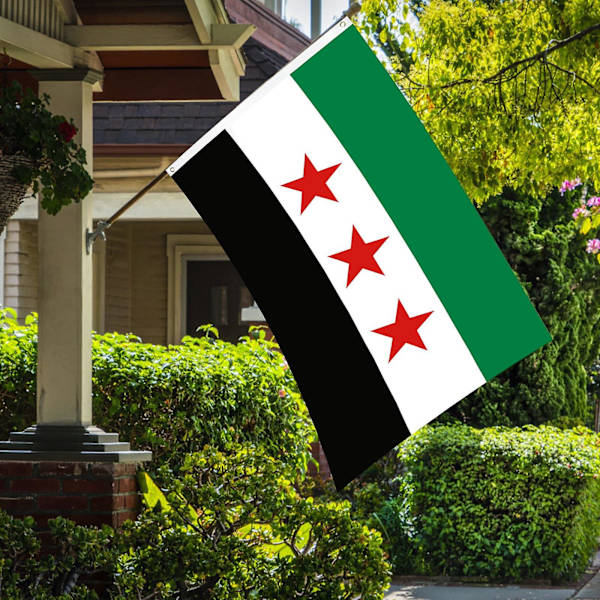 90*150cm/3FT*5Ft/59*35IN Syyrian lippu Syyrian lippu messinkirenkailla ja kaksoisommelluilla reunoilla