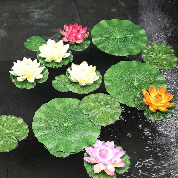 Pakke med 9 kunstigt flydende skum lotusblade | Åkande