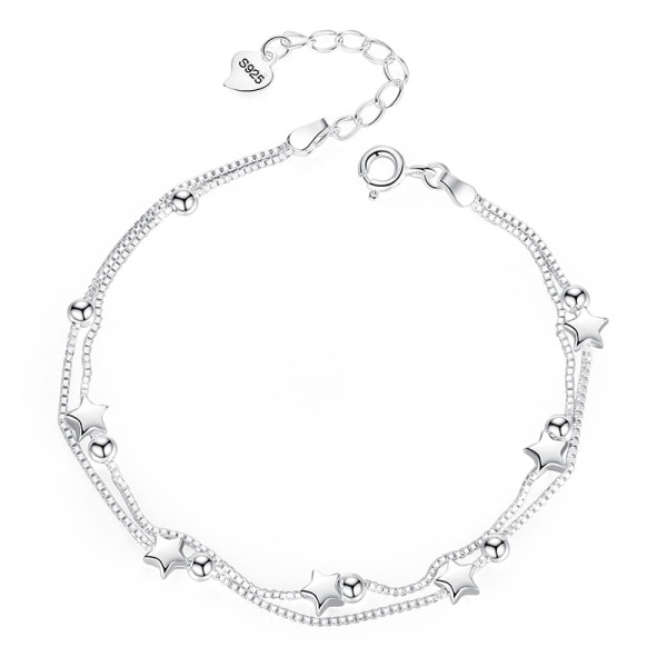 Dam Stars Chain Armband Solid Sterling Silver Armband