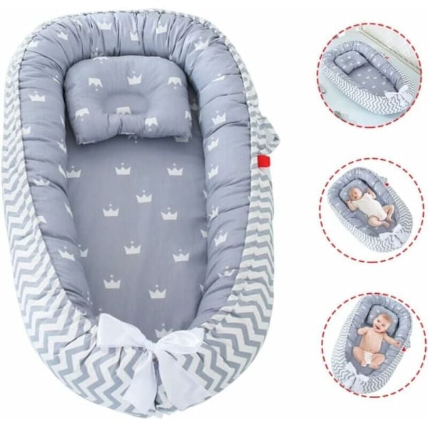 Nyfødt Lounger Pod, Baby Lounger Pod Bomulls Pustende Avtakbar Sovende Vugge Bærbar Nyfødt Pute Seng med Pute Style6, Baby Lounger, Cr