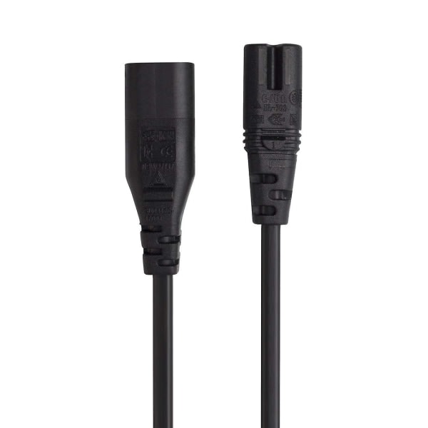 IEC 60320 C8 plugg til C7-kontakt hann-til-hun forlengelsesstrøm Hovedadapterkabel (30 cm)