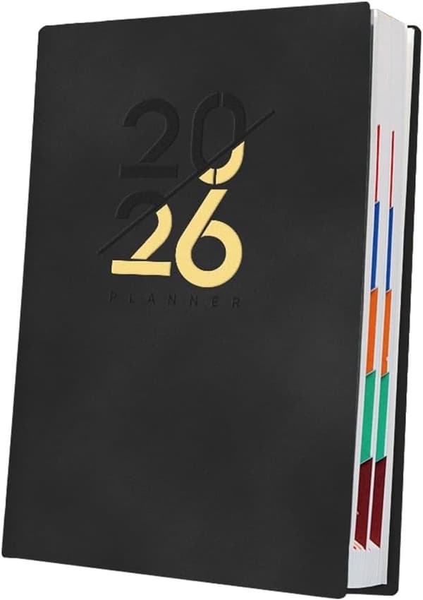 Daglig Planner 2026 A5 300 Sider Tidsstyring Notesbog Sort