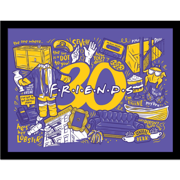 Friends-infografiikka 30 tulostetta 40cm x 30cm violetti/Y violetti/keltainen/valkoinen 40cm x 30cm