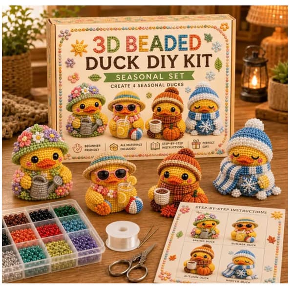 3D Perleand DIY-settkolleksjon, Håndlaget Perlehåndverkssett for Barn og Voksne Holiday