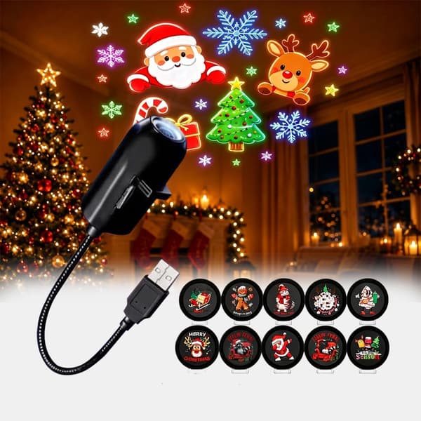 High-Definition Plug-and-Play USB Jule-Stjernehimmelprojektor – Ideel til festindretning og børneværelser med juletema