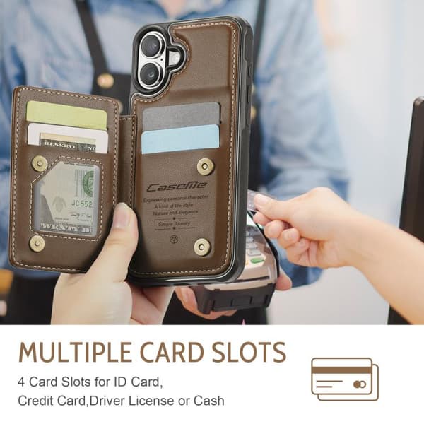 iPhone 17 Case with Card Slot and RFID Protection Brun