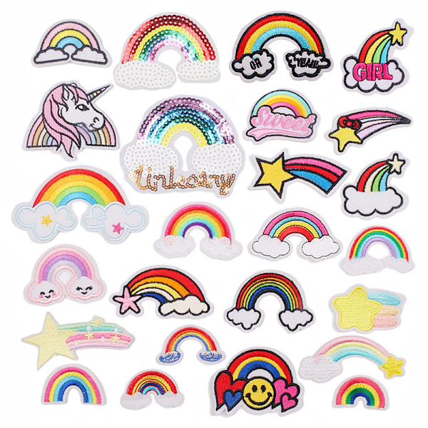 25 STK Rainbow Cloud Broderi Dekal Patch sömnad/Stryk Embl