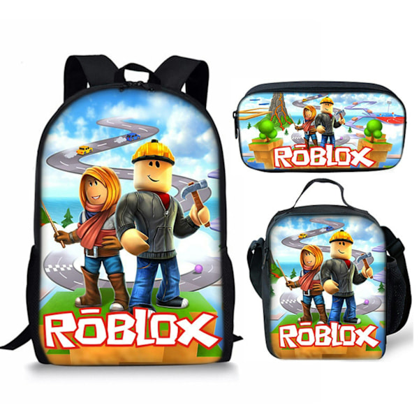 Roblox Rygsæk Skole tasker Reserygsække 3set - Julegave Børn - Gave - Multi-D rosa pink