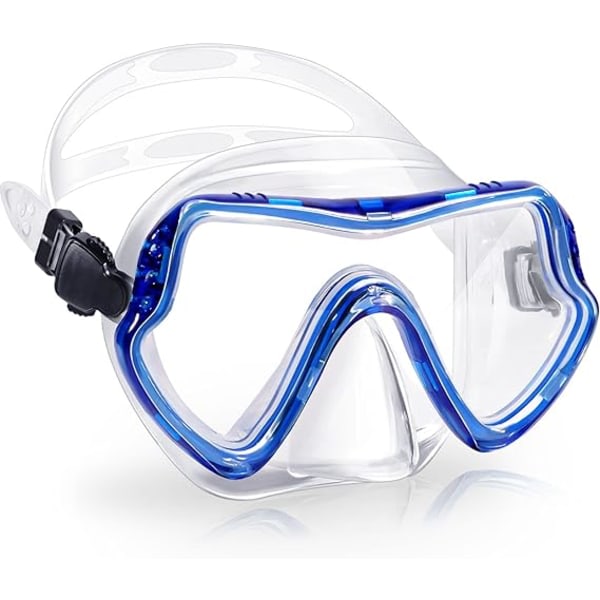 Simglasögon för barn Snorkelmask med näsmask Junior Anti-Imma Clear Vision, Blå