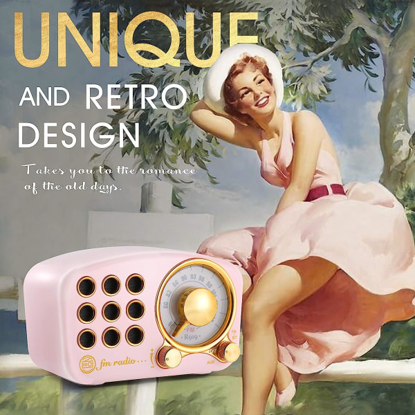 Retro Bluetooth högtalare, Vintage Radio- FM-radio med gammal