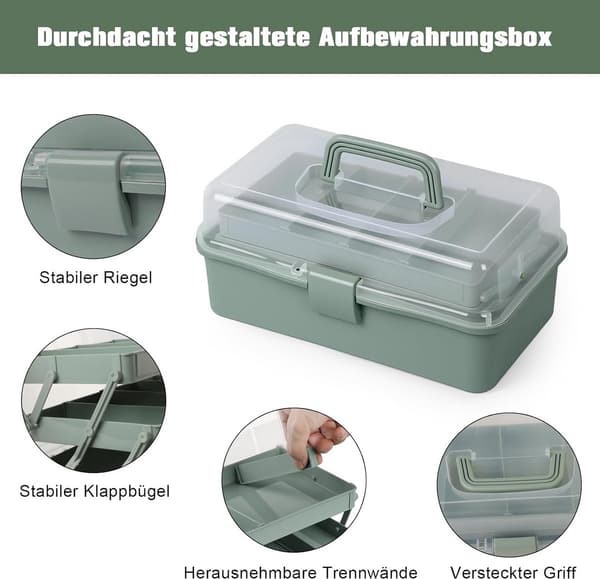Multifunksjonell oppbevaringsboks med 3 hyller Justerbare rom 33 cm Organizer