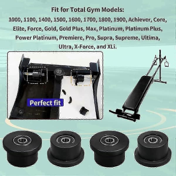 Total Gym Replacement Wheels/Rollers - 4-pack for Models 1000 to 1900, Supreme, Gold_Surprise Gift-FF-