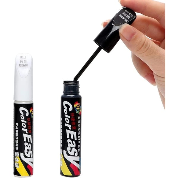 Touch-up penna för billack, färgpenna för billackreparation, färgpenna för lackering, 2 st (svart + vit)