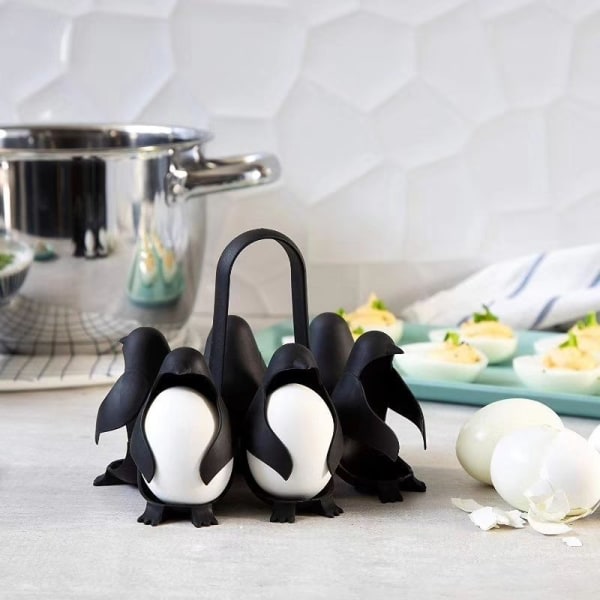 3-i-1 laga, lagra och servera äggkokare, pingvinformad