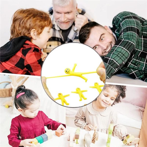 40 st Little Yellow Smiley Stretch Man, Mr Stretch Smile / Man Smiley Leksaker för Emoji Party Pack Fillers
