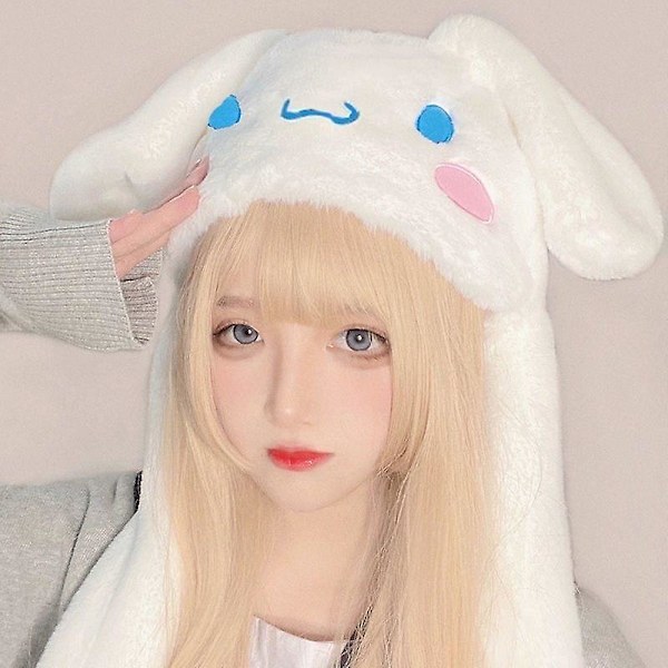 Kawaii Sanrio Hatt Cinnamoroll Tillbehör Söt plyschhatt Håll värmen Bunny Hat Ears Up Plyschleksak För Barn Tjej Cap B white