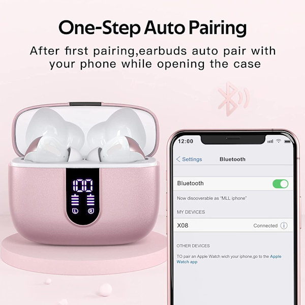 INF Trådløse høretelefoner med mikrofon og touch-kontrol Rosa