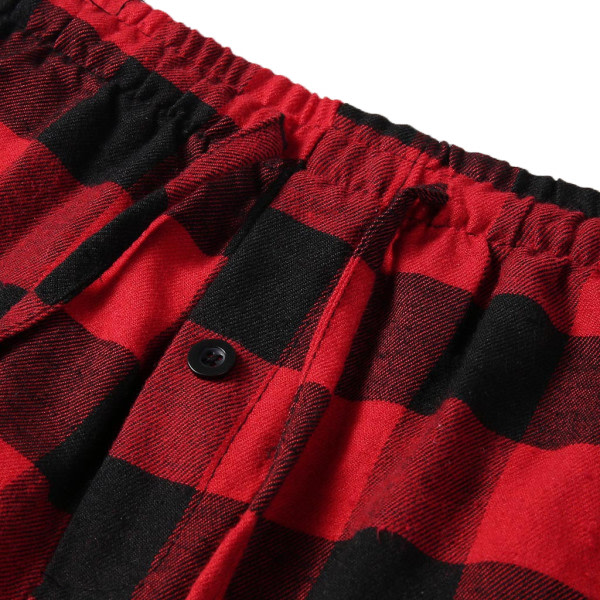 Rutete pyjamasbukser for menn med lommer Rød M