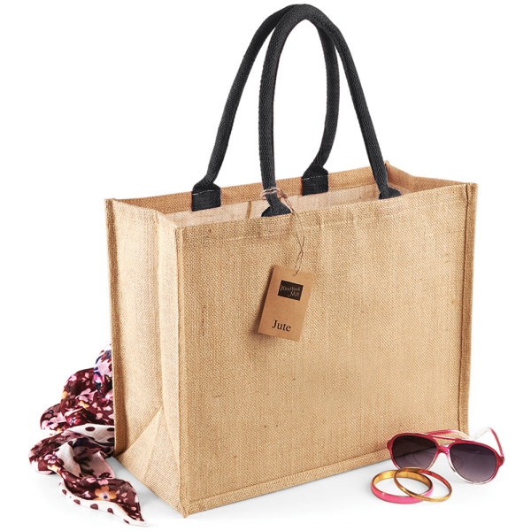 Westford Mill Classic Jute Shopper Bag (21 liter) One Size Nat Natural/Sort One Size