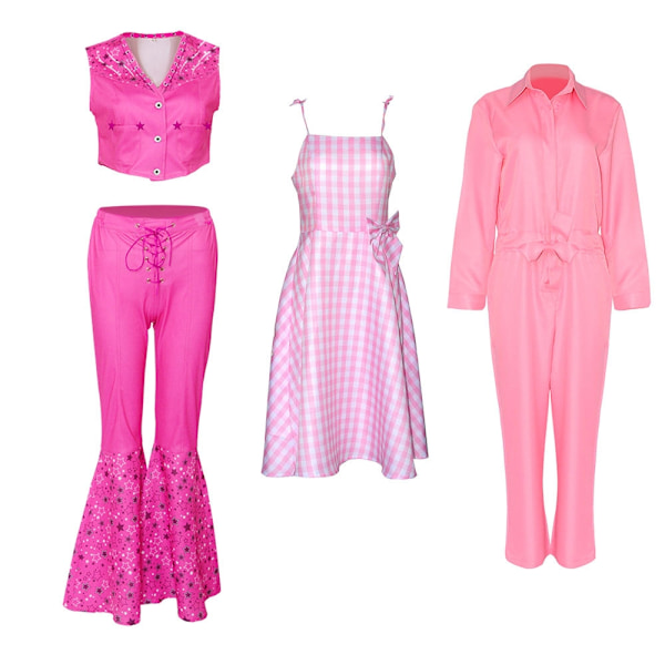 Barbie - Kostume - Kjole - Jumpsuit - Cosplay Halloween - Lys Pink LightPink s