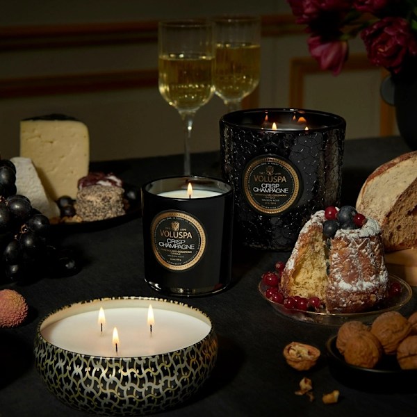 Voluspa Classic Candle Crisp Champagne 269g Black Svart