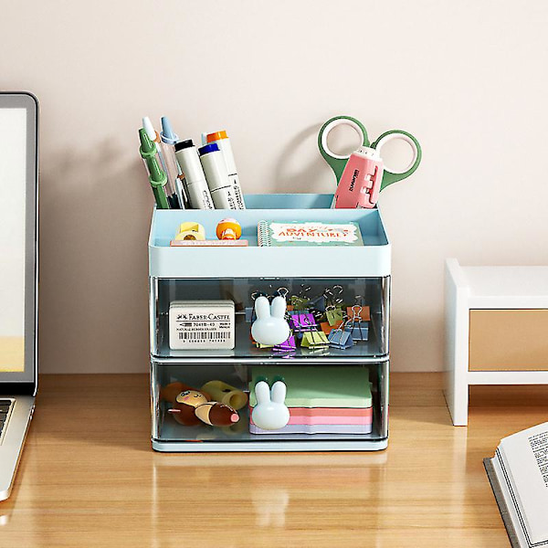 Vit Snöig Berg - 2 Lådor Makeup Organizer - Plast och Kosmetikaförvaring - Kosmetika, Polermedel, etc. Lådlåda i Stapelbar Design för Badrum