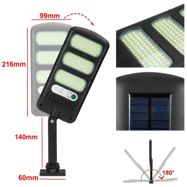 2-pakke 213 LED utendørs sikkerhetslamper med bevegelsessensor Vanntett 180° justerbar solcellelampe for utendørs vegger, hager, gater, veranda