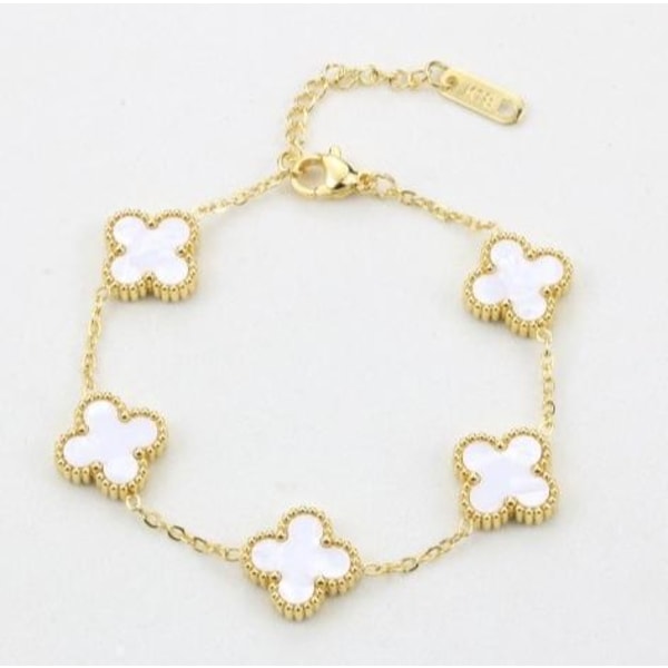 18k Guldbelagt Rustfrit Stål Dobbeltsidet Firkløver Armbånd White