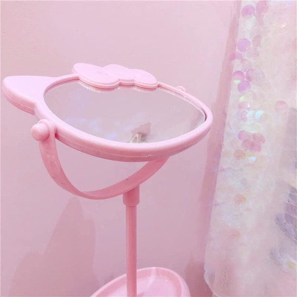 Skrivbordsspegel, Kitty Cat Shape-Kawaii &Vanity Makeup Mirror för dig i badrummet eller sovrummet- Rosa, födelsedagspresent till Hello, Kitty-fans