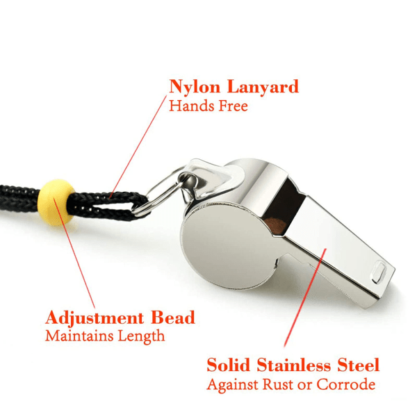 Whistle, 3-pack sportsfløjter i rustfrit stål med snor
