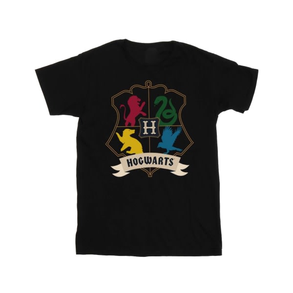 Harry Potter Girls Houses Crest T-shirt i bomull 5-6 år Svart Black 5-6 Years
